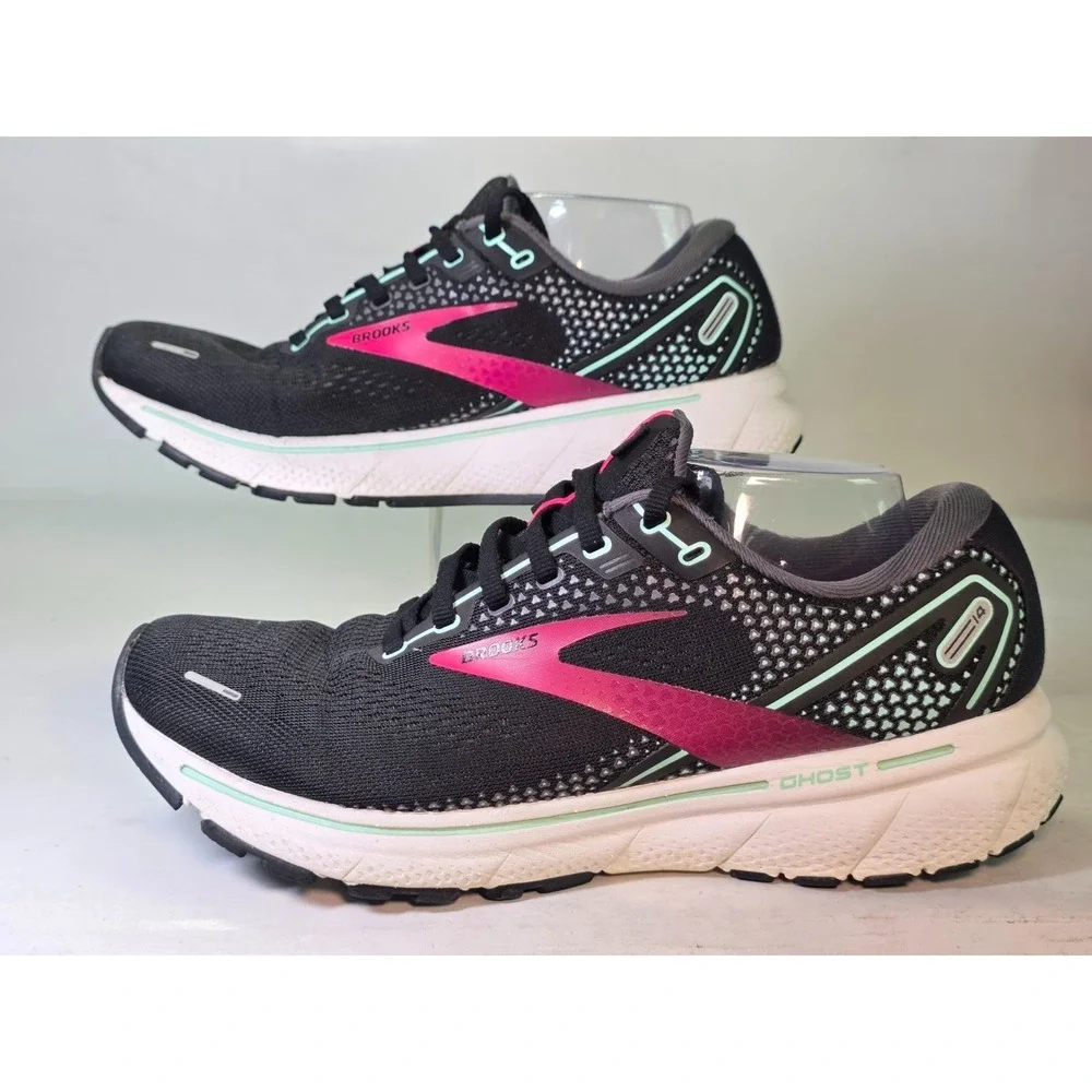 Brooks Ghost 14 Women's Size 10 D Wide UK 8 Black Pink Running Shoes Workout